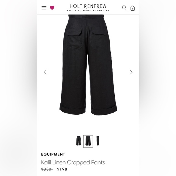 EQUIPMENT Kalil Linen Cropped Culotte Pants Folded Hem, Size 6 - Picture 3 of 16